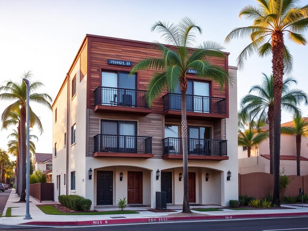 Two-story fourplex apartment building